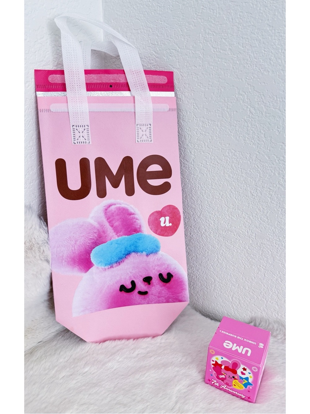 UME TEA Pink Plush Character Tote Bag and Surprise Box